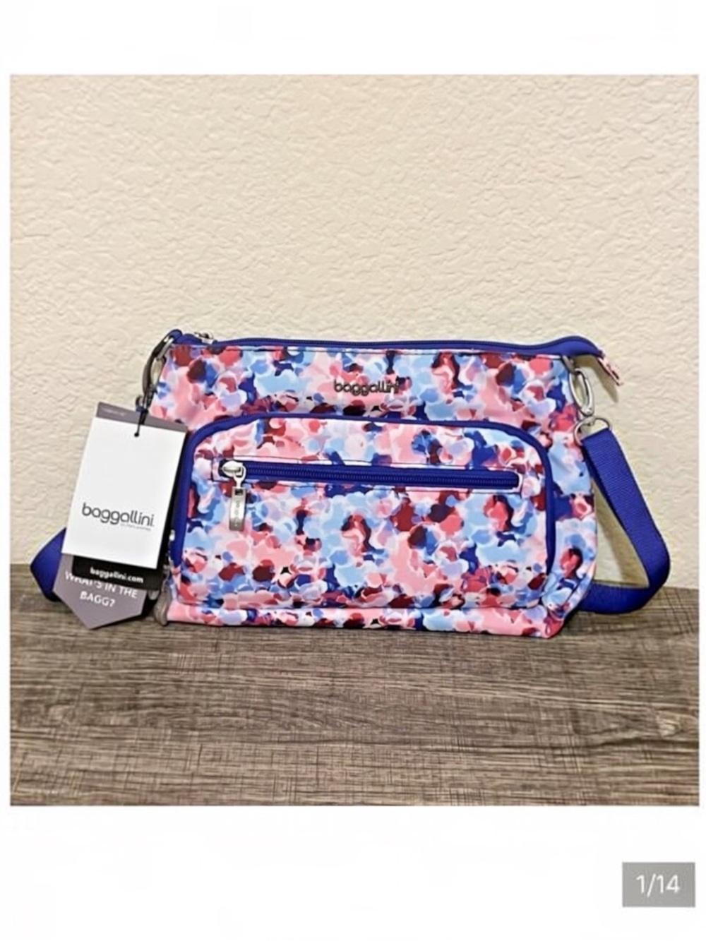 BAGGALLINI Pink/Blue Floral Day-To-Day Crossbody Bag Purse Clutch RFID NWT